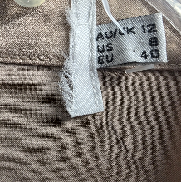 Princess Polly Liberty Beige satin tie-front long sleeve Mini dress - Picture 6 of 6